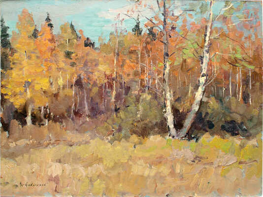 Никольский Валентин Михайлович. Пейзаж с березой 